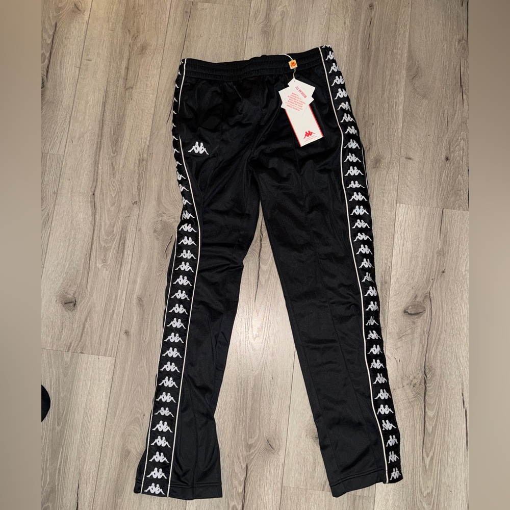 Kappa Black Sweatpants with White Logo Tape